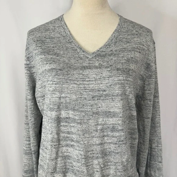 French‎ Connection V-Neck Sweater Lightweight Knit Pullover Heather Gray Medium - Picture 2 of 9